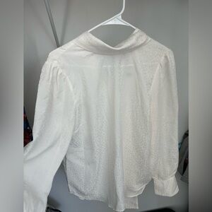 Ann Taylor Cream Tie-Neck Blouse
